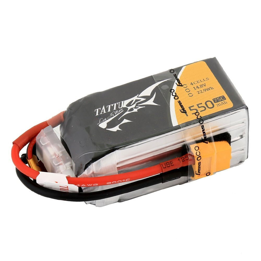 Tattu 1550mAh 4S1P 14.8V 75C Lipo Battery Pack with XT60 plug