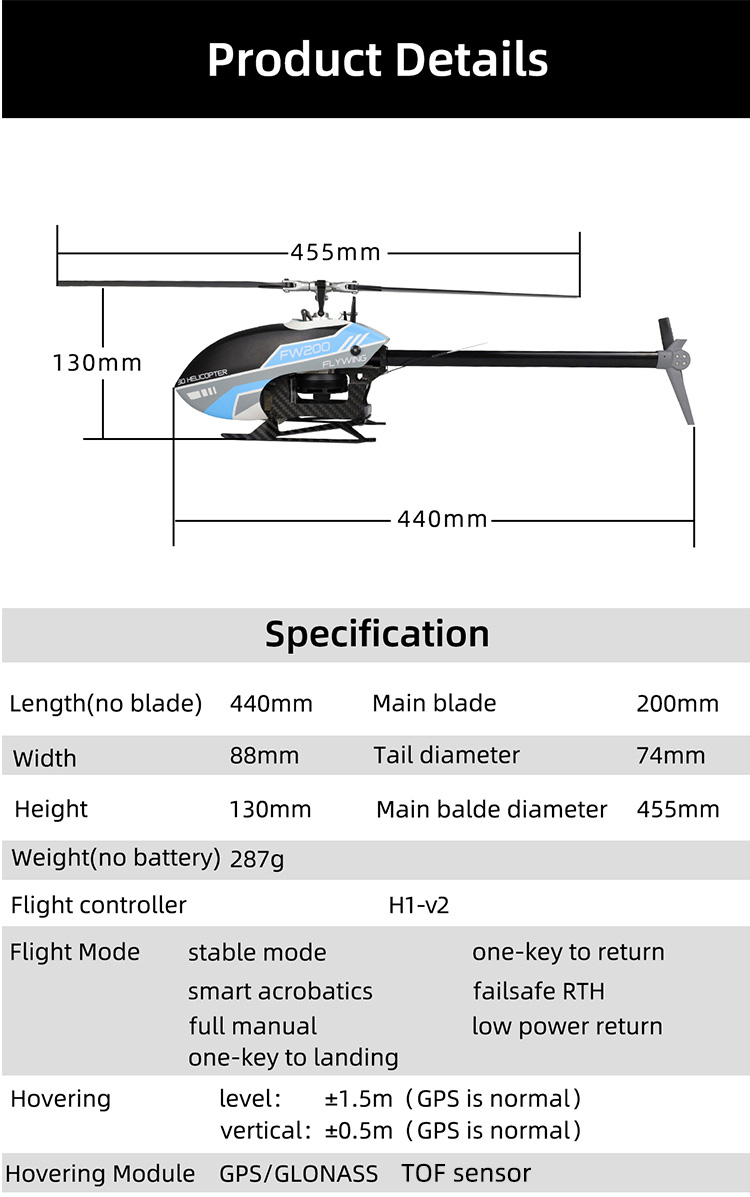 fly wing fw200 rc helicopter